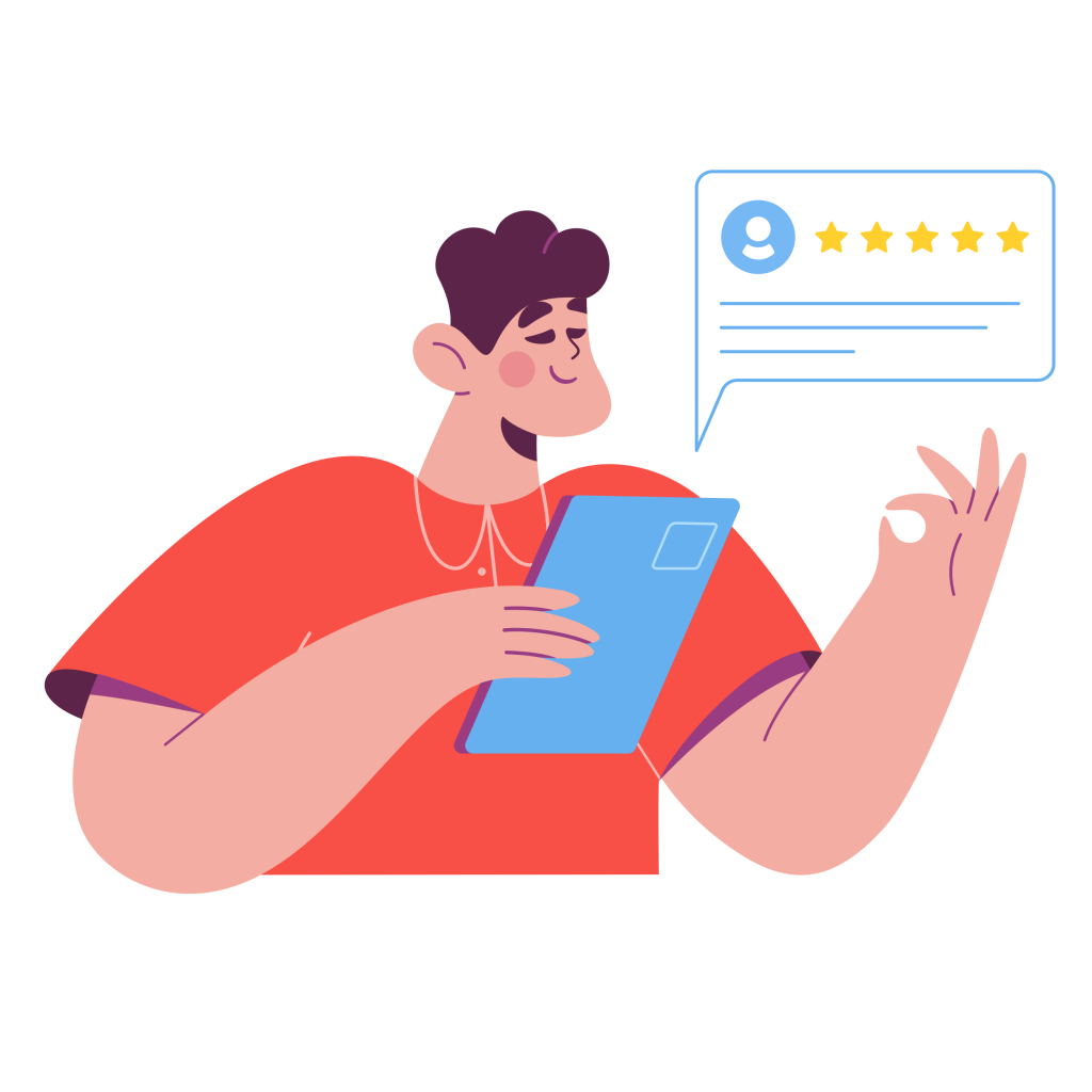 Satisfied SEO client giving 5 stars in an SEO agency review